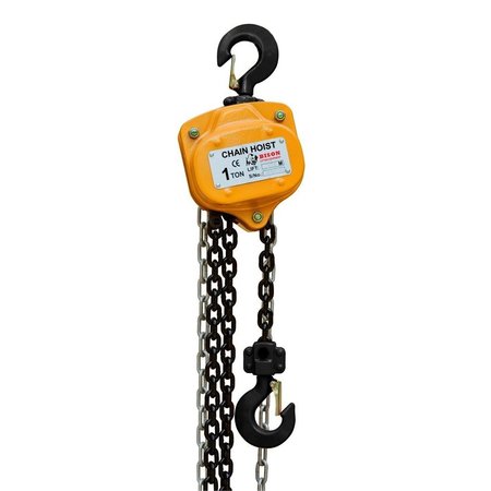 BISON LIFTING EQUIPMENT 1 Ton Manual Chain Hoist, 20 Ft, Black Oxide Chain CH10-20-B